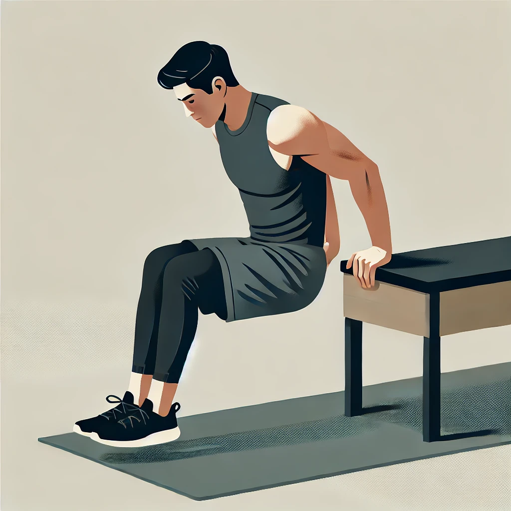 Asian man doing triceps dips