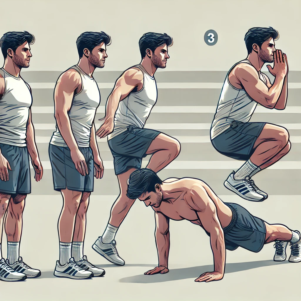 White man doing burpees